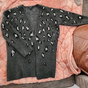 Gray leopard print cardigan